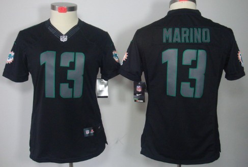 Nike Miami Dolphins #13 Dan Marino Black Impact Limited Womens Jersey Nike Miami Dolphins #13 Dan Marino Black Impact Limited Womens Jersey
