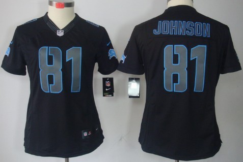 Nike Detroit Lions #81 Calvin Johnson Black Impact Limited Womens Jersey Nike Detroit Lions #81 Calvin Johnson Black Impact Limited Womens Jersey