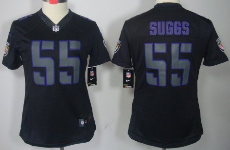 Nike Baltimore Ravens #55 Terrell Suggs Black Impact Limited Womens Jersey Nike Baltimore Ravens #55 Terrell Suggs Black Impact Limited Womens Jersey