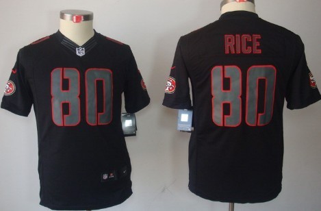 Nike San Francisco 49ers #80 Jerry Rice Black Impact Limited Kids Jersey Nike San Francisco 49ers #80 Jerry Rice Black Impact Limited Kids Jersey