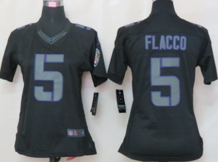 Nike Baltimore Ravens #5 Joe Flacco Black Impact Limited Womens Jersey Nike Baltimore Ravens #5 Joe Flacco Black Impact Limited Womens Jersey
