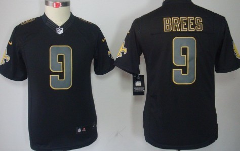 Nike New Orleans Saints #9 Drew Brees Black Impact Limited Kids Jersey Nike New Orleans Saints #9 Drew Brees Black Impact Limited Kids Jersey