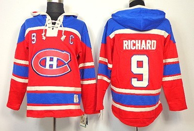Old Time Hockey Montreal Canadiens #9 Maurice Richard Red Hoodie Old Time Hockey Montreal Canadiens #9 Maurice Richard Red Hoodie