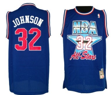 NBA 1992 All-Star #32 Magic Johnson Blue Swingman Throwback Jersey NBA 1992 All-Star #32 Magic Johnson Blue Swingman Throwback Jersey