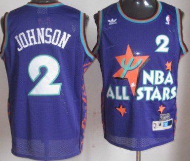 NBA 1995 All-Star #2 Larry Johnson Purple Swingman Throwback Jersey NBA 1995 All-Star #2 Larry Johnson Purple Swingman Throwback Jersey