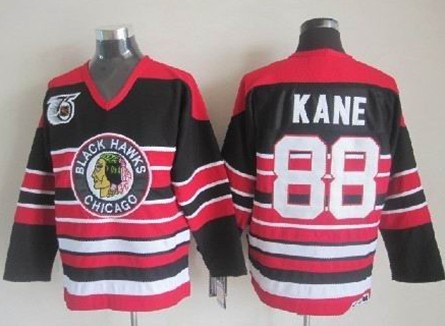 Chicago Blackhawks #88 Patrick Kane Black Pinstripe 75TH Throwback CCM Jersey Chicago Blackhawks #88 Patrick Kane Black Pinstripe 75TH Throwback CCM Jersey