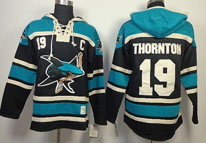 Old Time Hockey San Jose Sharks #19 Joe Thornton Black Hoodie Old Time Hockey San Jose Sharks #19 Joe Thornton Black Hoodie