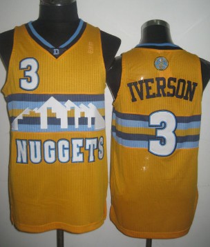 Denver Nuggets #3 Allen Iverson Yellow Swingman Jersey Denver Nuggets #3 Allen Iverson Yellow Swingman Jersey