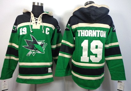 Old Time Hockey San Jose Sharks #19 Joe Thornton Green Hoodie Old Time Hockey San Jose Sharks #19 Joe Thornton Green Hoodie