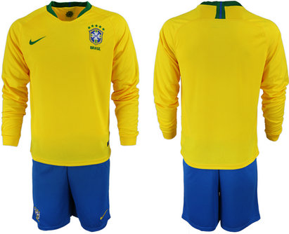 2018-19 Brazil Home Long Sleeve Soccer Jersey 2018-19 Brazil Home Long Sleeve Soccer Jersey