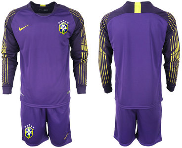 2018-19 Brazil Purple Goalkeeper Long Sleeve Soccer Jersey 2018-19 Brazil Purple Goalkeeper Long Sleeve Soccer Jersey