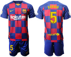 2019-20 Barcelona 5 SERGIO Home Soccer Jersey