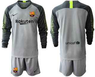 2019-20 Barcelona Gray Long Sleeve Goalkeeper Soccer Jersey 2019-20 Barcelona Gray Long Sleeve Goalkeeper Soccer Jersey