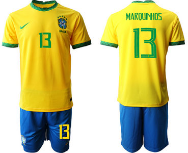 2020-21 Brazil 13 MARQUINHOS Home Soccer Jersey 2020-21 Brazil 13 MARQUINHOS Home Soccer Jersey
