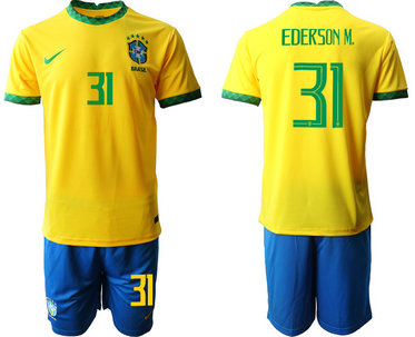 2020-21 Brazil 31 EDERSON M. Home Soccer Jersey 2020-21 Brazil 31 EDERSON M. Home Soccer Jersey