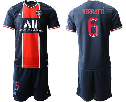 2020-21 Paris Saint-Germain 6 VERRATTi Home Soccer Jerseys 2020-21 Paris Saint-Germain 6 VERRATTi Home Soccer Jerseys
