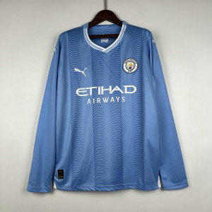 2023_24 Manchester City Home Long Sleeve Soccer Men Jersey 2023_24 Manchester City Home Long Sleeve Soccer Men Jersey