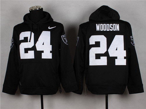 Nike Oakland Raiders #24 Charles Woodson Black Hoodie Nike Oakland Raiders #24 Charles Woodson Black Hoodie