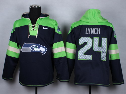 Nike Seattle Seahawks #24 Marshawn Lynch 2014 Navy Blue Hoodie Nike Seattle Seahawks #24 Marshawn Lynch 2014 Navy Blue Hoodie