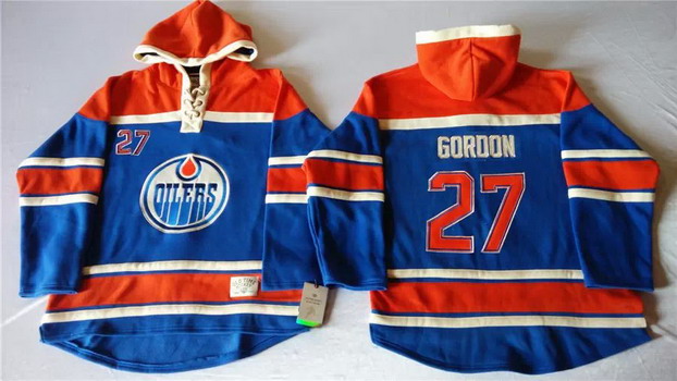 Old Time Hockey Edmonton Oilers #27 Boyd Gordon Royal Blue Hoodie