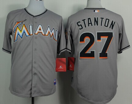 Miami Marlins #27 Mike Stanton Gray Jersey Miami Marlins #27 Mike Stanton Gray Jersey