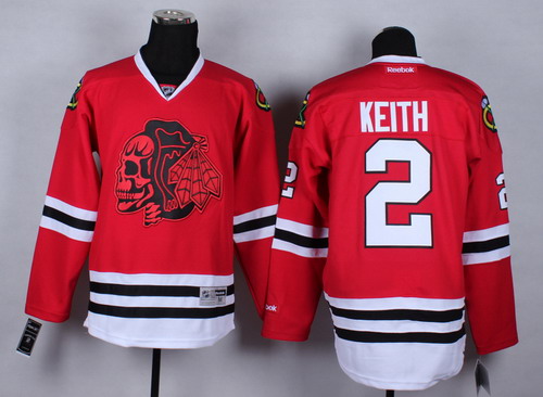Chicago Blackhawks #2 Duncan Keith Red With Red Skulls Jersey Chicago Blackhawks #2 Duncan Keith Red With Red Skulls Jersey