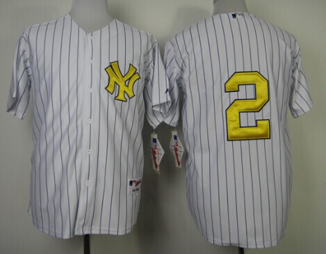 New York Yankees #2 Derek Jeter White With Gold Jersey New York Yankees #2 Derek Jeter White With Gold Jersey
