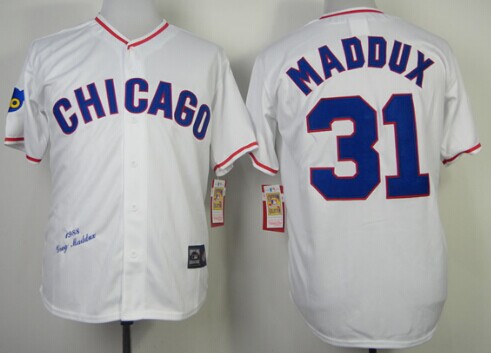 Chicago Cubs #31 Greg Maddux 1988 White Throwback Jersey
Chicago Cubs #31 Greg Maddux 1988 White Throwback Jersey