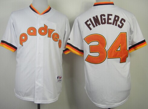 San Diego Padres #34 Rollie Fingers 1984 White Jersey San Diego Padres #34 Rollie Fingers 1984 White Jersey