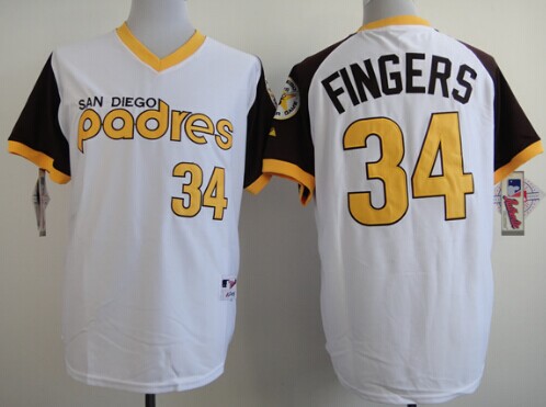 San Diego Padres #34 Rollie Fingers 1978 White Jersey San Diego Padres #34 Rollie Fingers 1978 White Jersey