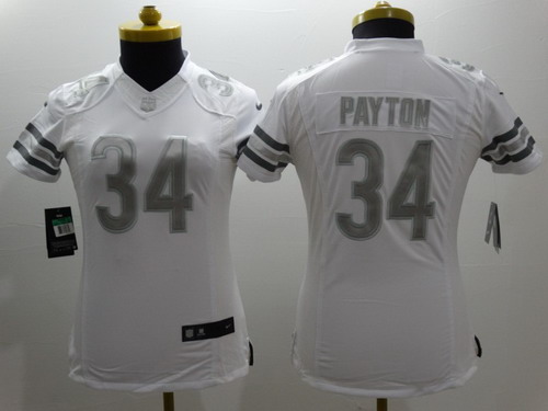 Nike Chicago Bears #34 Walter Payton Platinum White Limited Womens Jersey Nike Chicago Bears #34 Walter Payton Platinum White Limited Womens Jersey