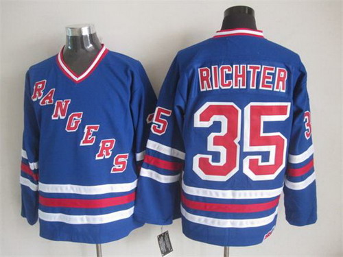 New York Rangers #35 Mike Richter 1993 Light Blue Throwback CCM Jersey New York Rangers #35 Mike Richter 1993 Light Blue Throwback CCM Jersey