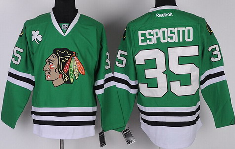 Chicago Blackhawks #35 Tony Esposito Green Jersey Chicago Blackhawks #35 Tony Esposito Green Jersey