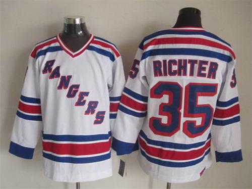 New York Rangers #35 Mike Richter 1993 White Throwback CCM Jersey New York Rangers #35 Mike Richter 1993 White Throwback CCM Jersey