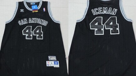 San Antonio Spurs #44 Iceman Nickname Black Swingman Throwback Jersey San Antonio Spurs #44 Iceman Nickname Black Swingman Throwback Jersey