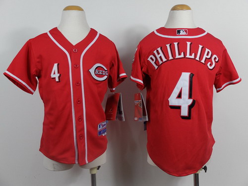 Cincinnati Reds #4 Brandon Phillips Red Kids Jersey Cincinnati Reds #4 Brandon Phillips Red Kids Jersey