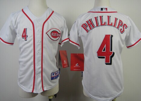 Cincinnati Reds #4 Brandon Phillips White Kids Jersey Cincinnati Reds #4 Brandon Phillips White Kids Jersey