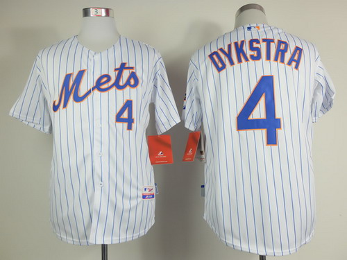 New York Mets #4 Lenny Dykstra White Pinstripe Cool Base Jersey New York Mets #4 Lenny Dykstra White Pinstripe Cool Base Jersey