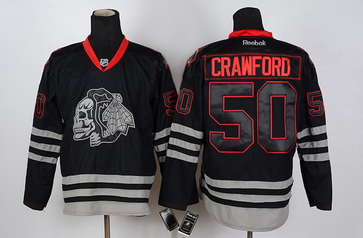 Chicago Blackhawks #50 Corey Crawford Black Ice Skulls Jersey Chicago Blackhawks #50 Corey Crawford Black Ice Skulls Jersey