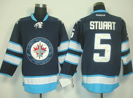 Winnipeg Jets #5 Mark Stuart Navy Blue Jersey Winnipeg Jets #5 Mark Stuart Navy Blue Jersey