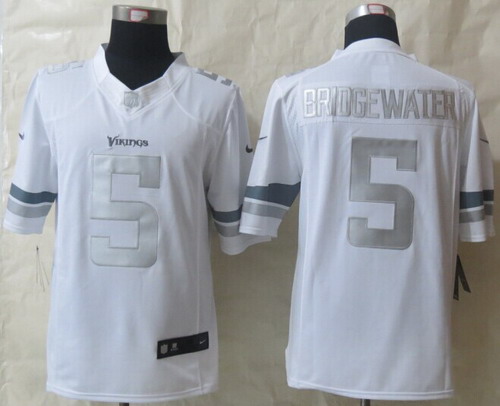 Nike Minnesota Vikings #5 Teddy Bridgewater Platinum White Limited Jersey Nike Minnesota Vikings #5 Teddy Bridgewater Platinum White Limited Jersey