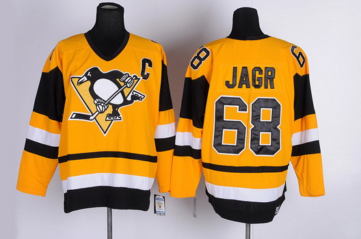 Pittsburgh Penguins #68 Jaromir Jagr Yellow Throwback CCM Jersey Pittsburgh Penguins #68 Jaromir Jagr Yellow Throwback CCM Jersey