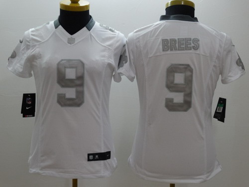 Nike New Orleans Saints #9 Drew Brees Platinum White Limited Womens Jersey Nike New Orleans Saints #9 Drew Brees Platinum White Limited Womens Jersey