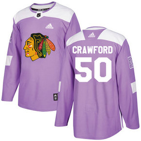 Adidas Men's Blackhawks #50 Corey Crawford Purple Authentic Fights Cancer Stitched NHL Jersey Adidas Men's Blackhawks #50 Corey Crawford Purple Authentic Fights Cancer Stitched NHL Jersey