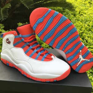 Air Jordan 10 Retro Chicago City Flag Shoes White Red Blue