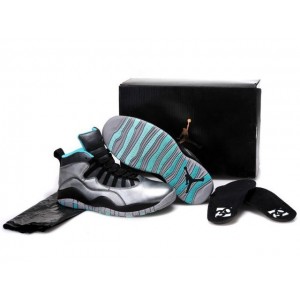 Air Jordan 10 Retro Shoes Silver Black