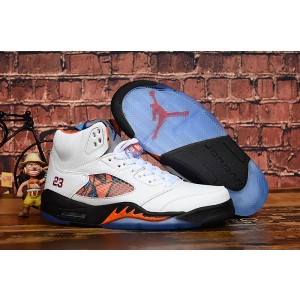 Air Jordan 5 Knicks Blue Orange White Shoes