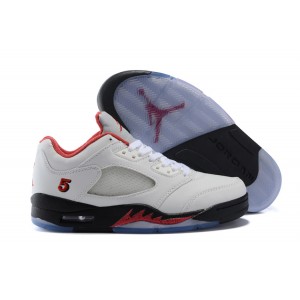 Air Jordan 5 Low White Red Black Shoes