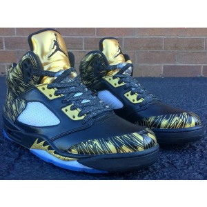 Air Jordan 5 Olympic White Black Gold Shoes