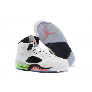 Air Jordan 5 Retro Shoes White Black Green